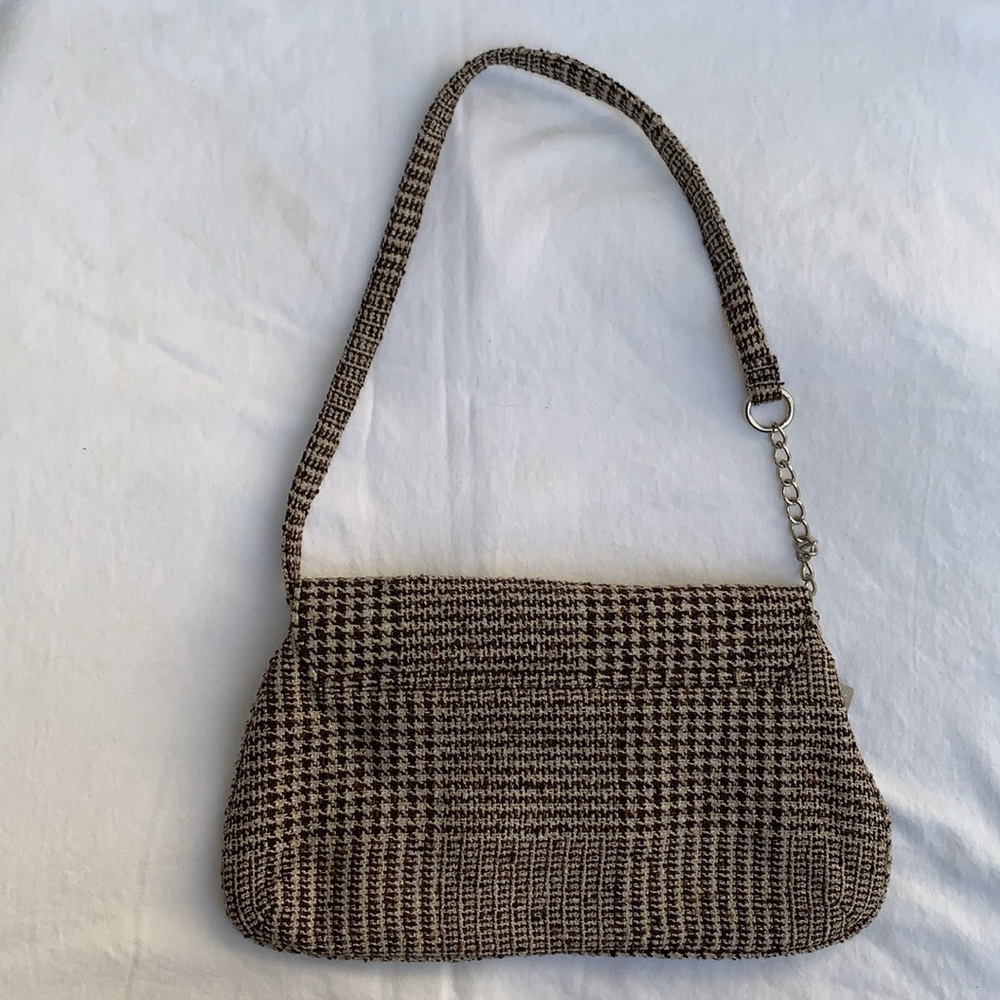 Large brown cream tweed clutch shoulder bag w/ rhinestone detail NWT Lane Bryant - Picture 3 of 14